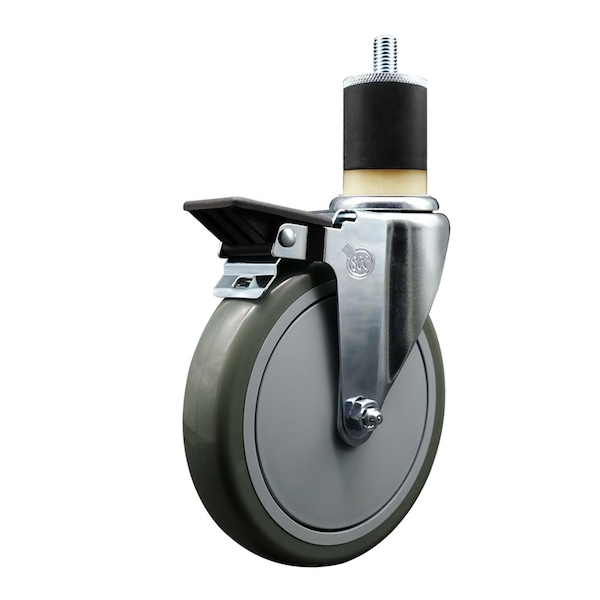 Service Caster 6'' Gray Poly Swivel 1-7/8'' Expanding Stem Caster with Brake SCC-EX20S614-PPUB-PLB-178 - main